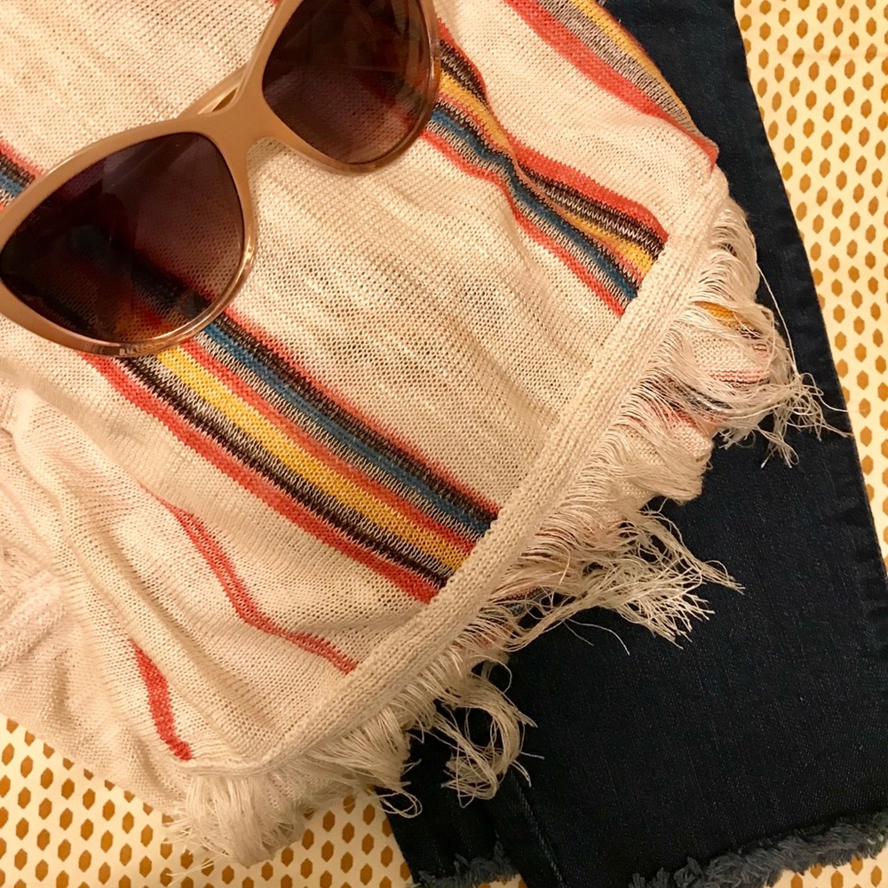 Striped Cardi-wrap with Fringe